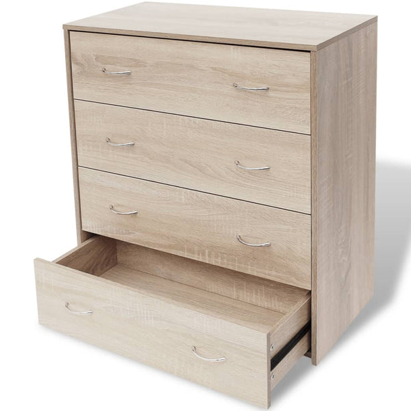 vidaXL Chest of Drawers with 4 Drawers 60×30.5×71 cm Oak Brown