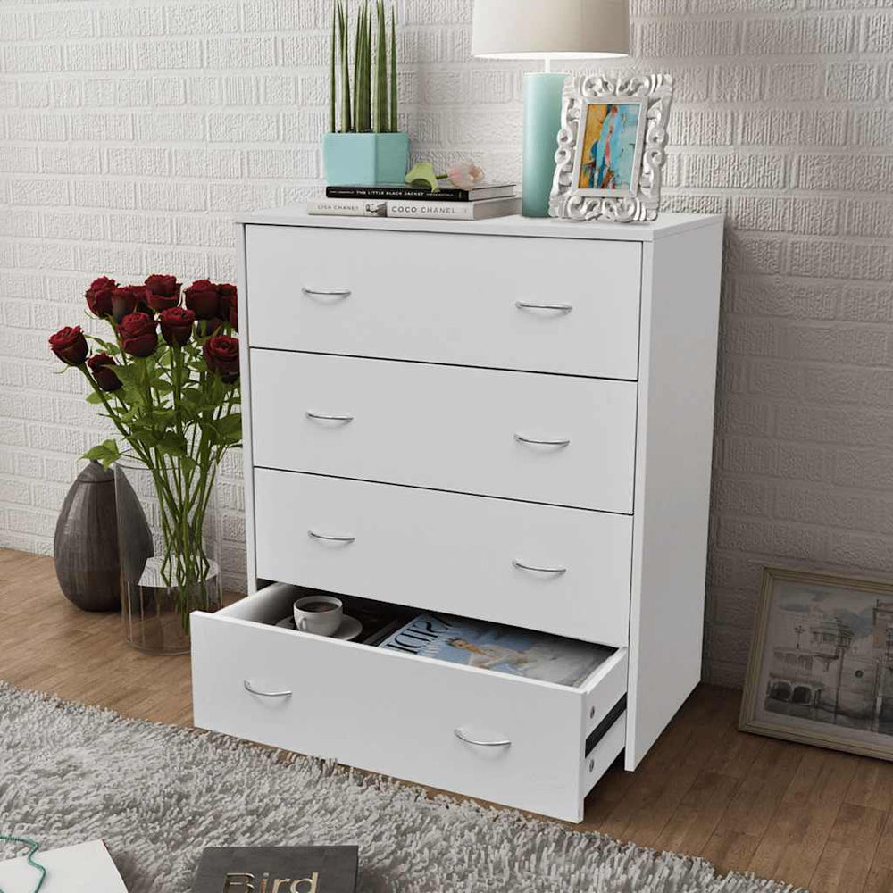 vidaXL Chest of Drawers with 4 Drawers 60x30.5x71 cm White