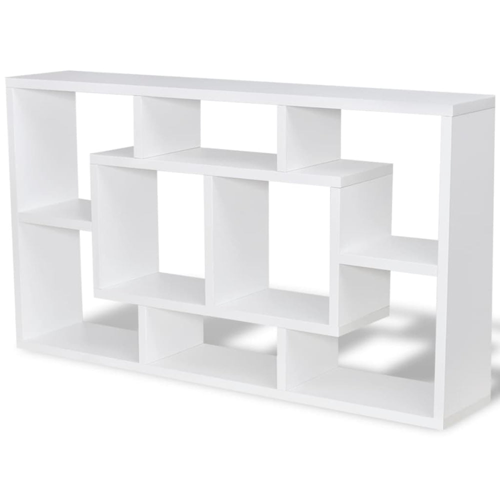 Wall-mounted hanging shelf with 8 compartments, white