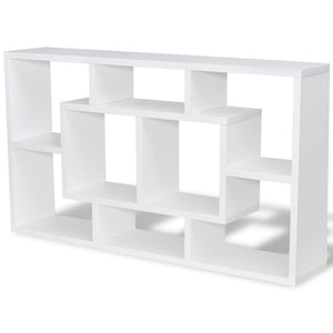 Wall-mounted hanging shelf with 8 compartments, white