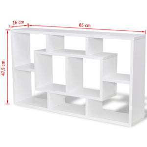 Wall-mounted hanging shelf with 8 compartments, white