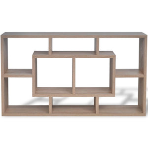 Wall shelf hanging shelf with 8 compartments oak color