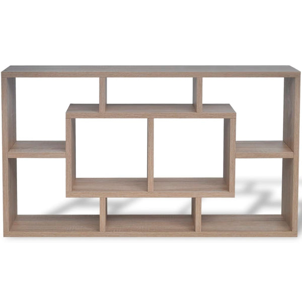 Wall shelf hanging shelf with 8 compartments oak color