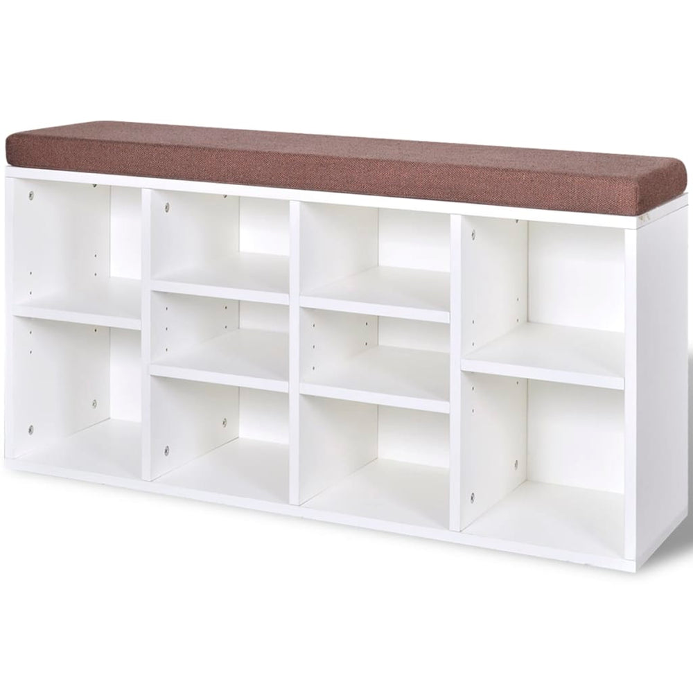 Shoe Cabinet Shoe Bench Seat Bench 10 Compartments White