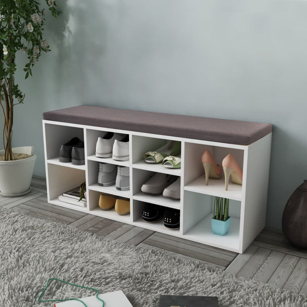 Shoe Cabinet Shoe Bench Seat Bench 10 Compartments White
