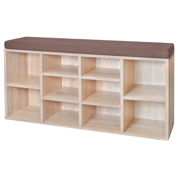 Shoe Cabinet Shoe Bench Seating Bench 10 Compartments Oak Finish