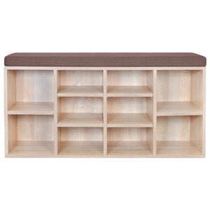 Shoe Cabinet Shoe Bench Seating Bench 10 Compartments Oak Finish