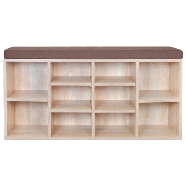 Shoe Cabinet Shoe Bench Seating Bench 10 Compartments Oak Finish