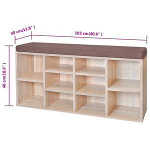 Shoe Cabinet Shoe Bench Seating Bench 10 Compartments Oak Finish