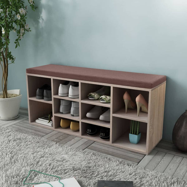 Shoe Cabinet Shoe Bench Seating Bench 10 Compartments Oak Finish