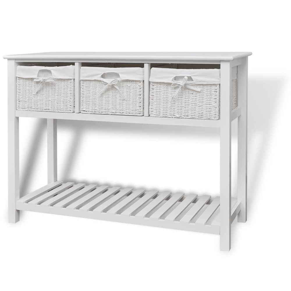 vidaXL Console Table with Baskets White