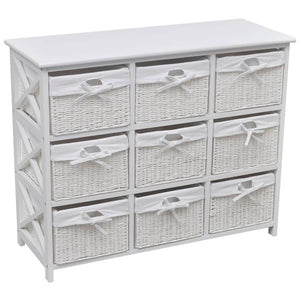 vidaXL Chest of Drawers with Baskets White