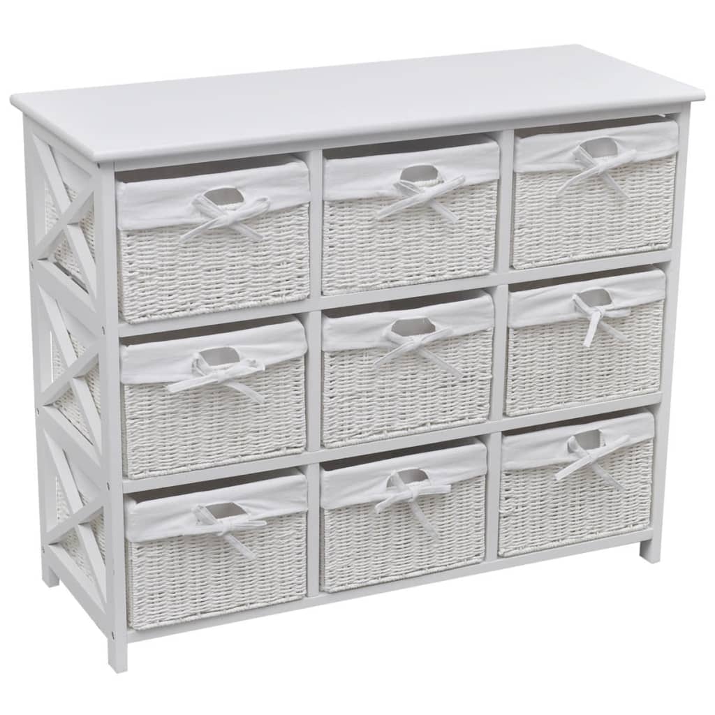 vidaXL Chest of Drawers with Baskets White