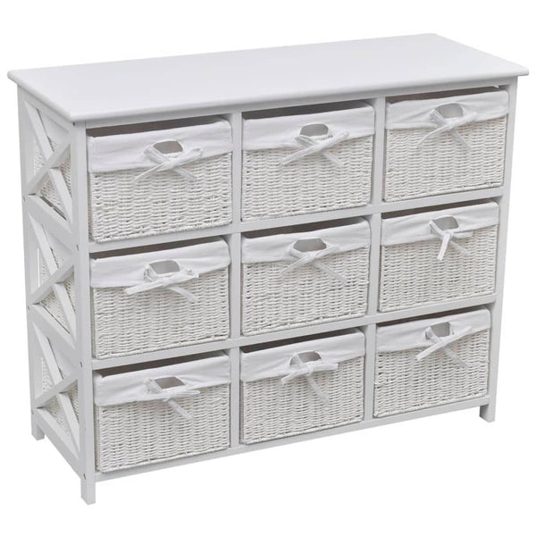 vidaXL Chest of Drawers with Baskets White