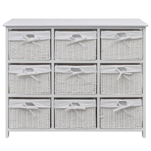 vidaXL Chest of Drawers with Baskets White