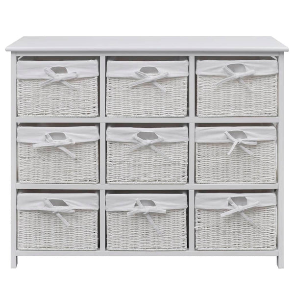 vidaXL Chest of Drawers with Baskets White