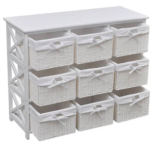 vidaXL Chest of Drawers with Baskets White