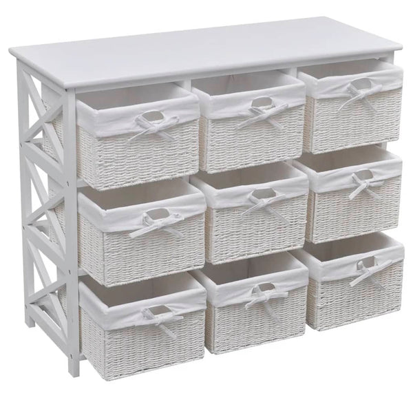 vidaXL Chest of Drawers with Baskets White