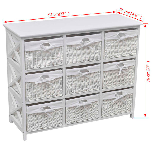 vidaXL Chest of Drawers with Baskets White