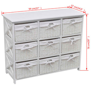 vidaXL Chest of Drawers with Baskets White