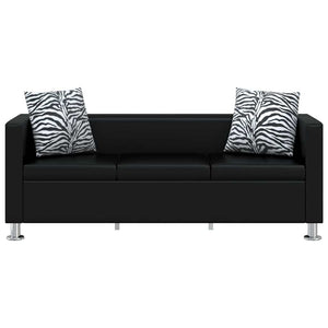 vidaXL 3-Seater and 2-Seater Artificial Leather Sofa Set Black