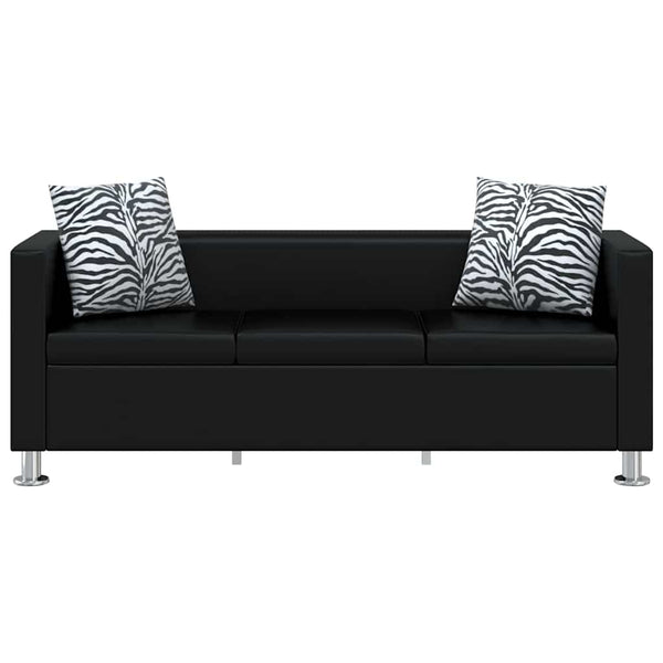 vidaXL 3-Seater and 2-Seater Artificial Leather Sofa Set Black