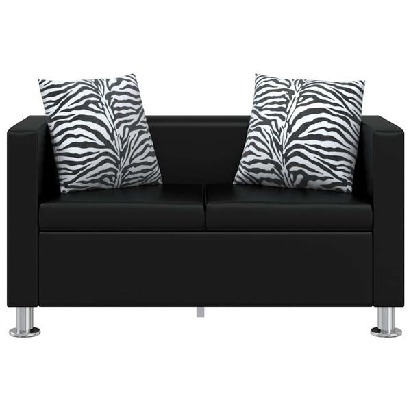 vidaXL 3-Seater and 2-Seater Artificial Leather Sofa Set Black