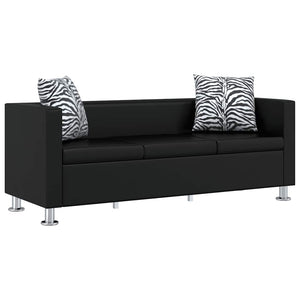 vidaXL 3-Seater and 2-Seater Artificial Leather Sofa Set Black