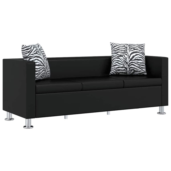 vidaXL 3-Seater and 2-Seater Artificial Leather Sofa Set Black