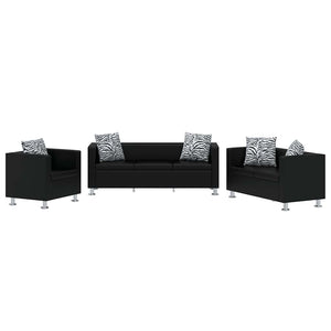 vidaXL Artificial Leather Sofa Set 3-seater + 2-seater + Armchair Black