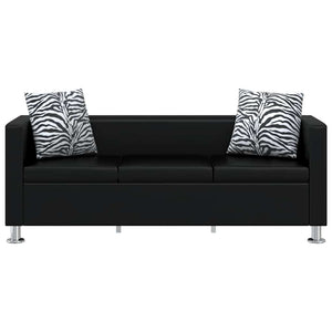 vidaXL Artificial Leather Sofa Set 3-seater + 2-seater + Armchair Black