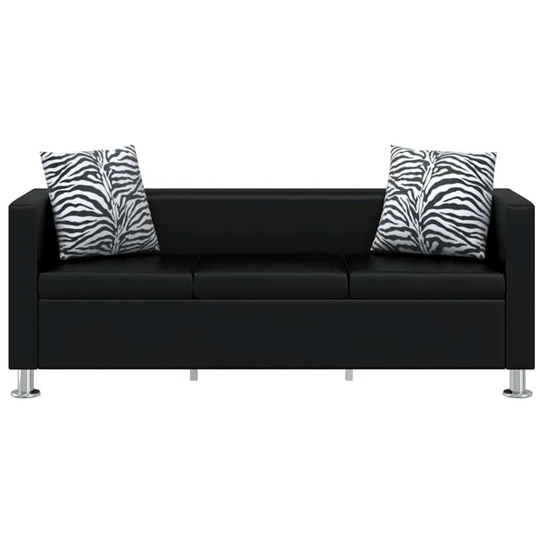 vidaXL Artificial Leather Sofa Set 3-seater + 2-seater + Armchair Black