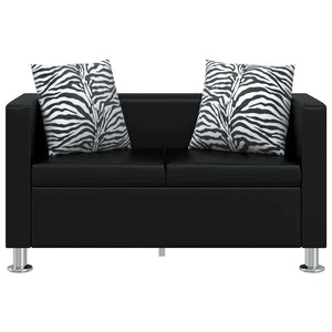 vidaXL Artificial Leather Sofa Set 3-seater + 2-seater + Armchair Black