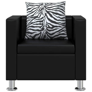 vidaXL Artificial Leather Sofa Set 3-seater + 2-seater + Armchair Black