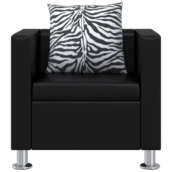 vidaXL Artificial Leather Sofa Set 3-seater + 2-seater + Armchair Black