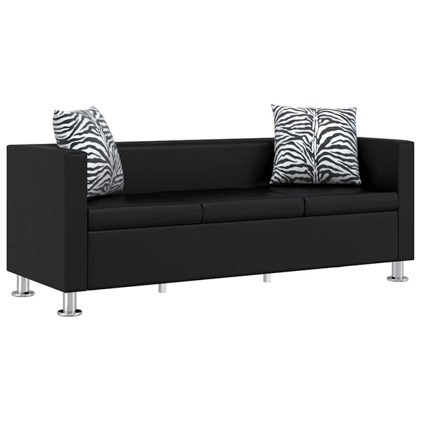 vidaXL Artificial Leather Sofa Set 3-seater + 2-seater + Armchair Black