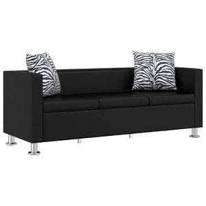 vidaXL Artificial Leather Sofa Set 3-seater + 2-seater + Armchair Black