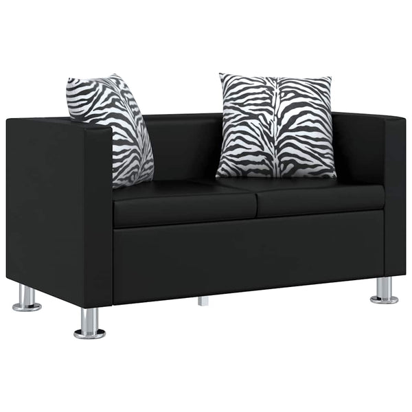 vidaXL Artificial Leather Sofa Set 3-seater + 2-seater + Armchair Black