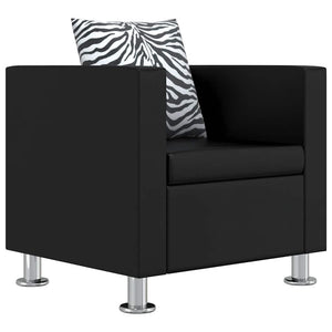 vidaXL Artificial Leather Sofa Set 3-seater + 2-seater + Armchair Black
