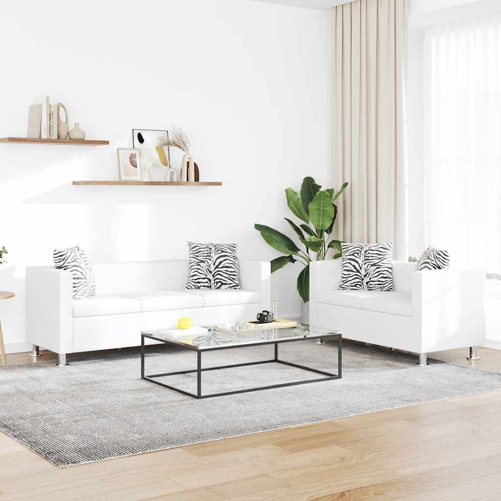 vidaXL Sofa Set Artificial Leather 3-Seater + 2-Seater White