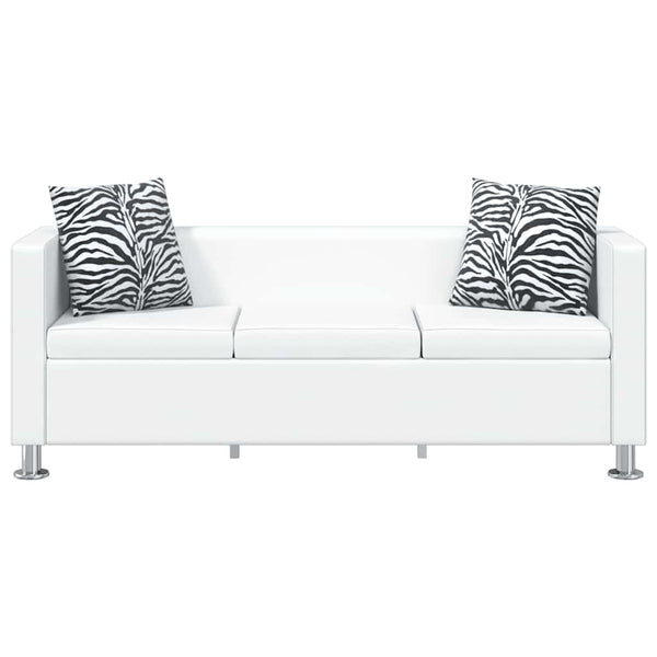 vidaXL Sofa Set Artificial Leather 3-Seater + 2-Seater White