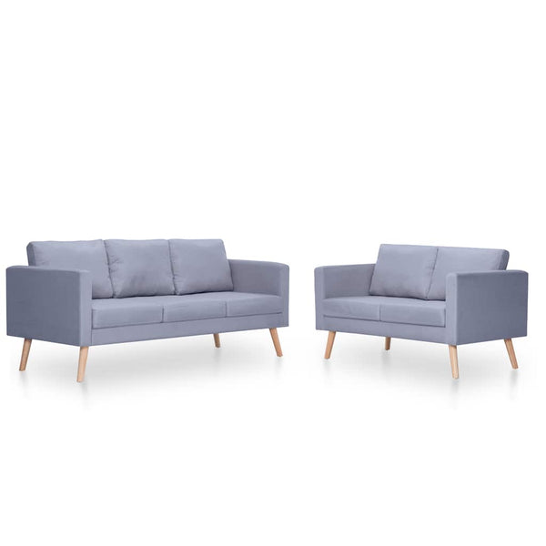 vidaXL Sofa Set 2-Seater & 3-Seater Fabric Light Grey