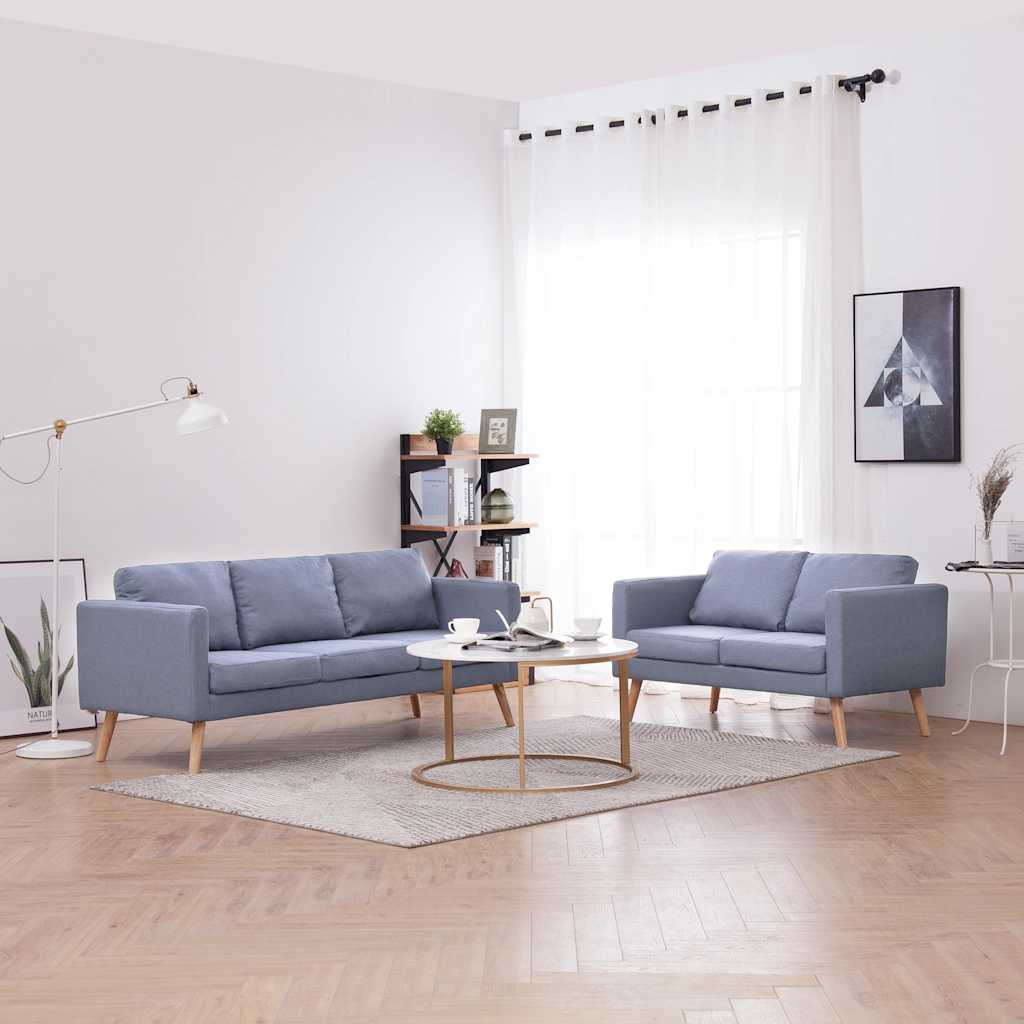vidaXL Sofa Set 2-Seater & 3-Seater Fabric Light Grey