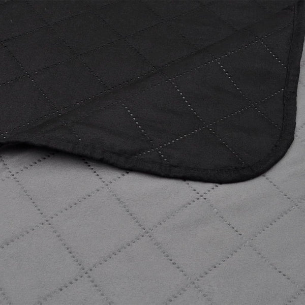vidaXL Reversible Quilted Bedspread Black/Grey 220x240 cm