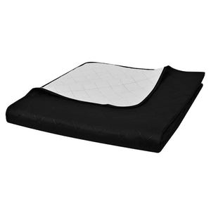vidaXL Reversible Quilted Bedspread Black/White 170x210 cm