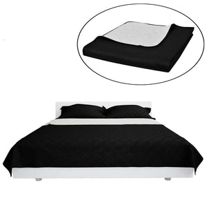 vidaXL Reversible Quilted Bedspread Black/White 170x210 cm