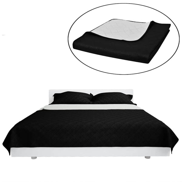 vidaXL Reversible Quilted Bedspread Black/White 170x210 cm
