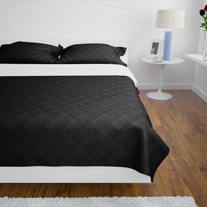 vidaXL Reversible Quilted Bedspread Black/White 170x210 cm