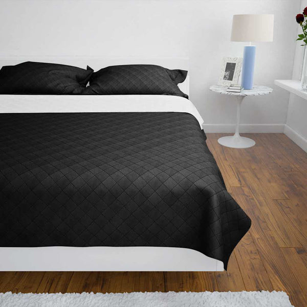 vidaXL Reversible Quilted Bedspread Black/White 170x210 cm