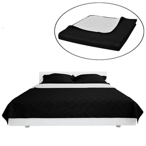 vidaXL Quilted Reversible Bedspread Black/White 220x240 cm